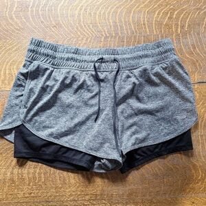 Avia Gray Two-Layer Athletic Shorts with Black Liner